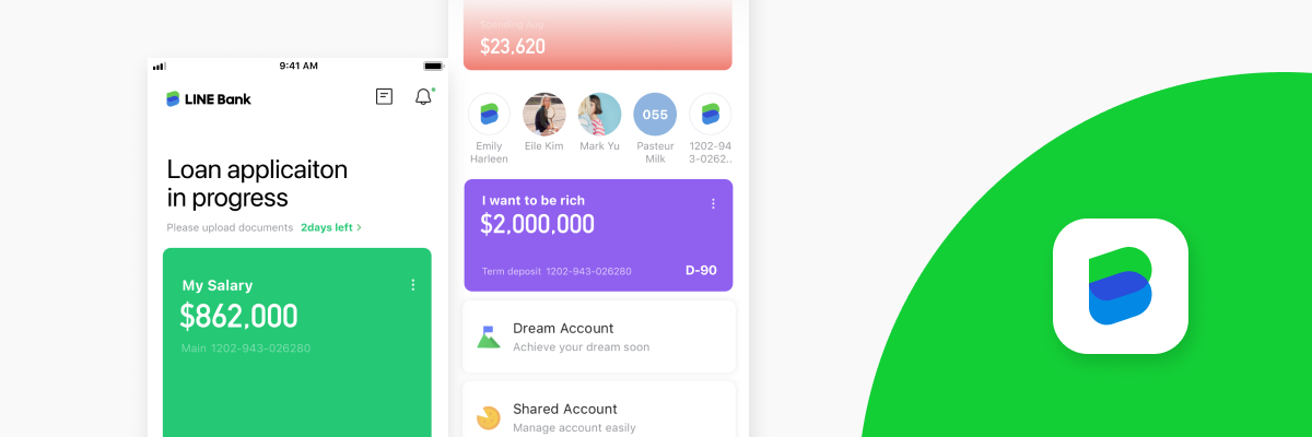 New top page of banking app